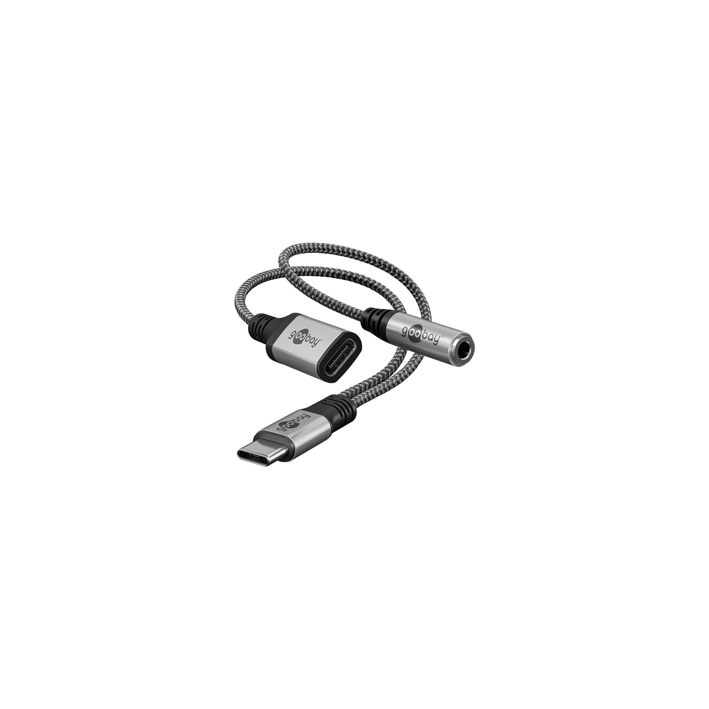 Goobay USB-C til Mini jack 3.5mm hun og USB-C hun – 60W – 15cm