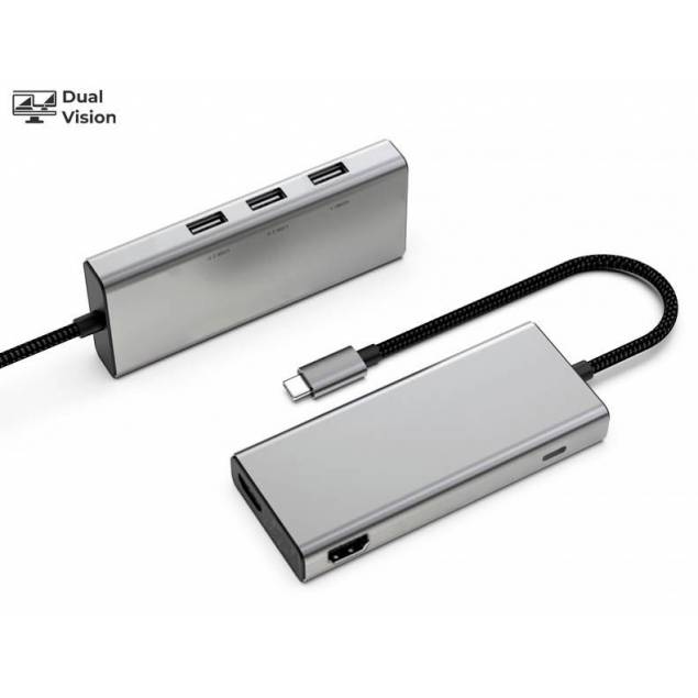 9-i-1 USB-C DualVision for ekstra skjerm på M1/M2/M3 MacBook