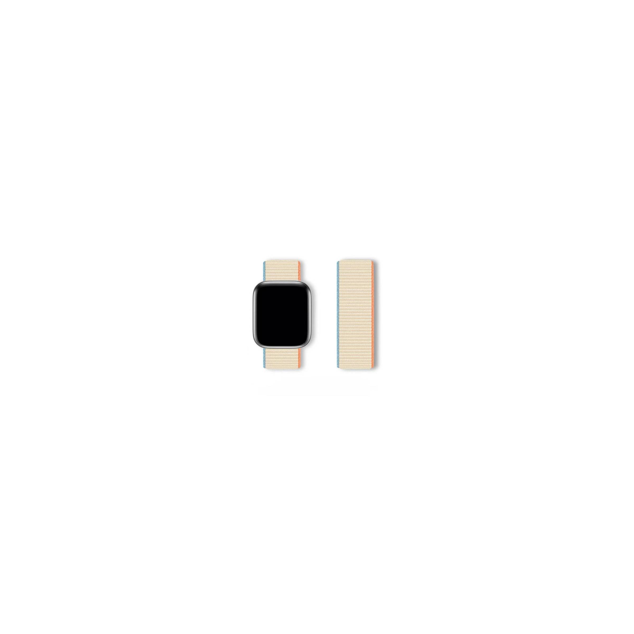 Sport nylon Loop rem til Apple Watch Ultra samt Watch 44/45/46/49mm – Beige/Blå/Orange