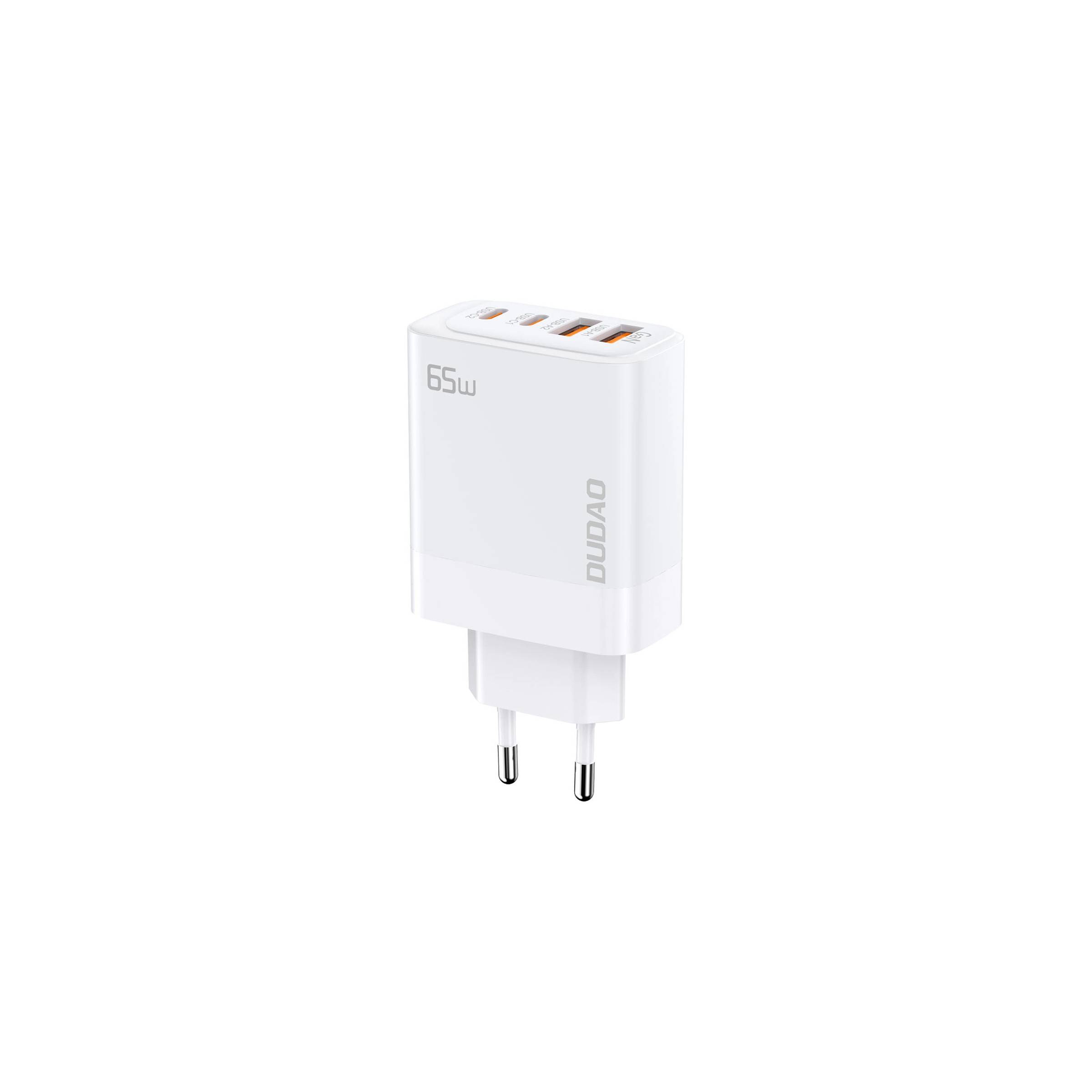 Dudao 65W GaN 4-porter PD-lader – 2x USB-C / 2x USB – Hvit