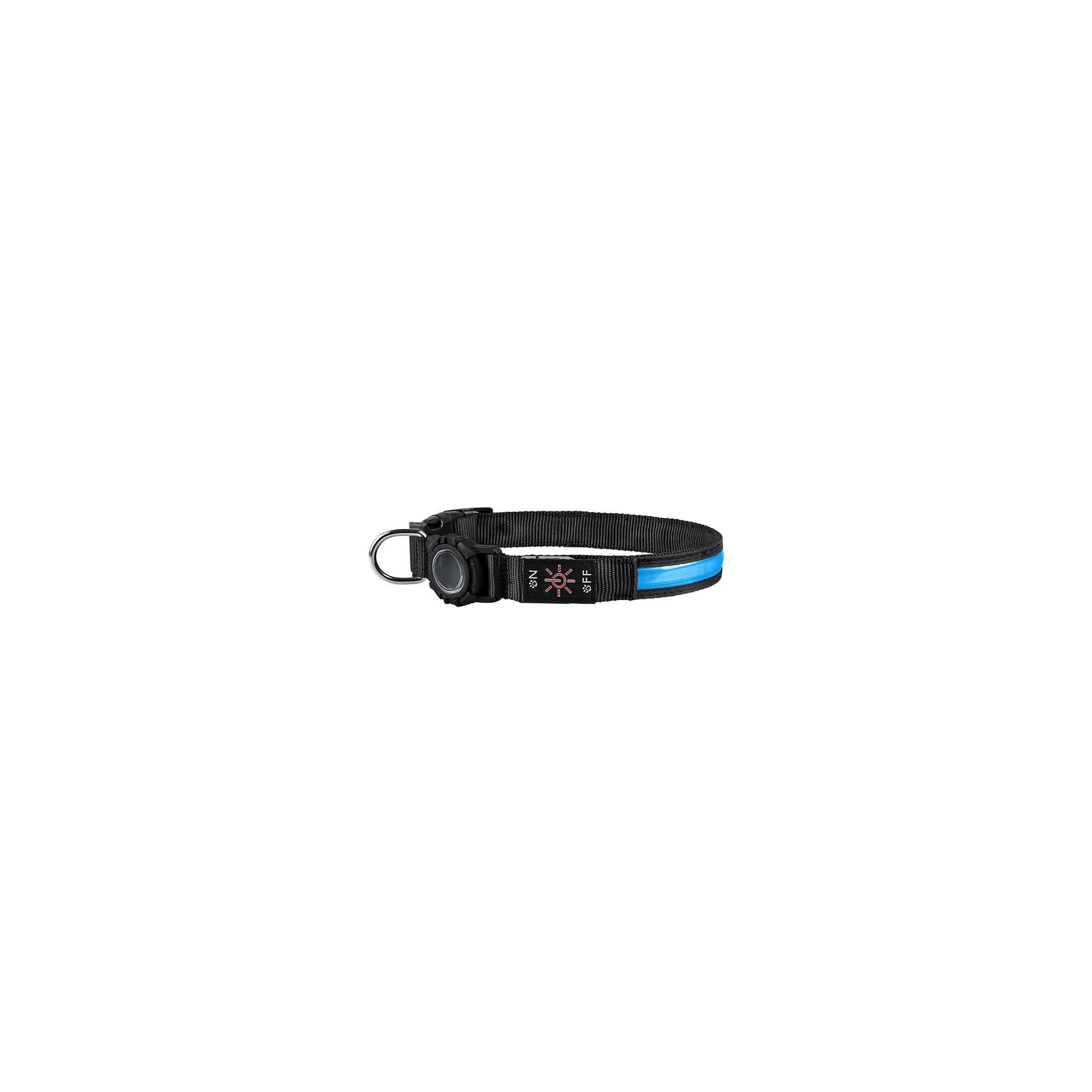 Vannavstøtende LED halsbånd med AirTag holder til hund – Small 28-40cm – Blå