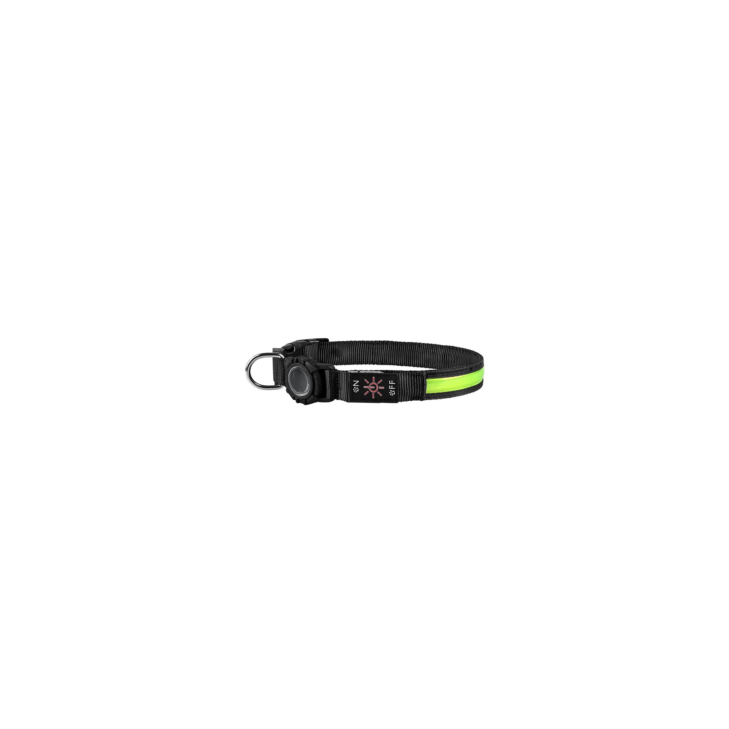 Vanntett LED halsbånd med AirTag holder til hund – Large 38-60cm – Grønn