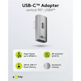  USB-C 4.0 adapter med 90° rotert vinkel - 240W / 40Gbps / 8K