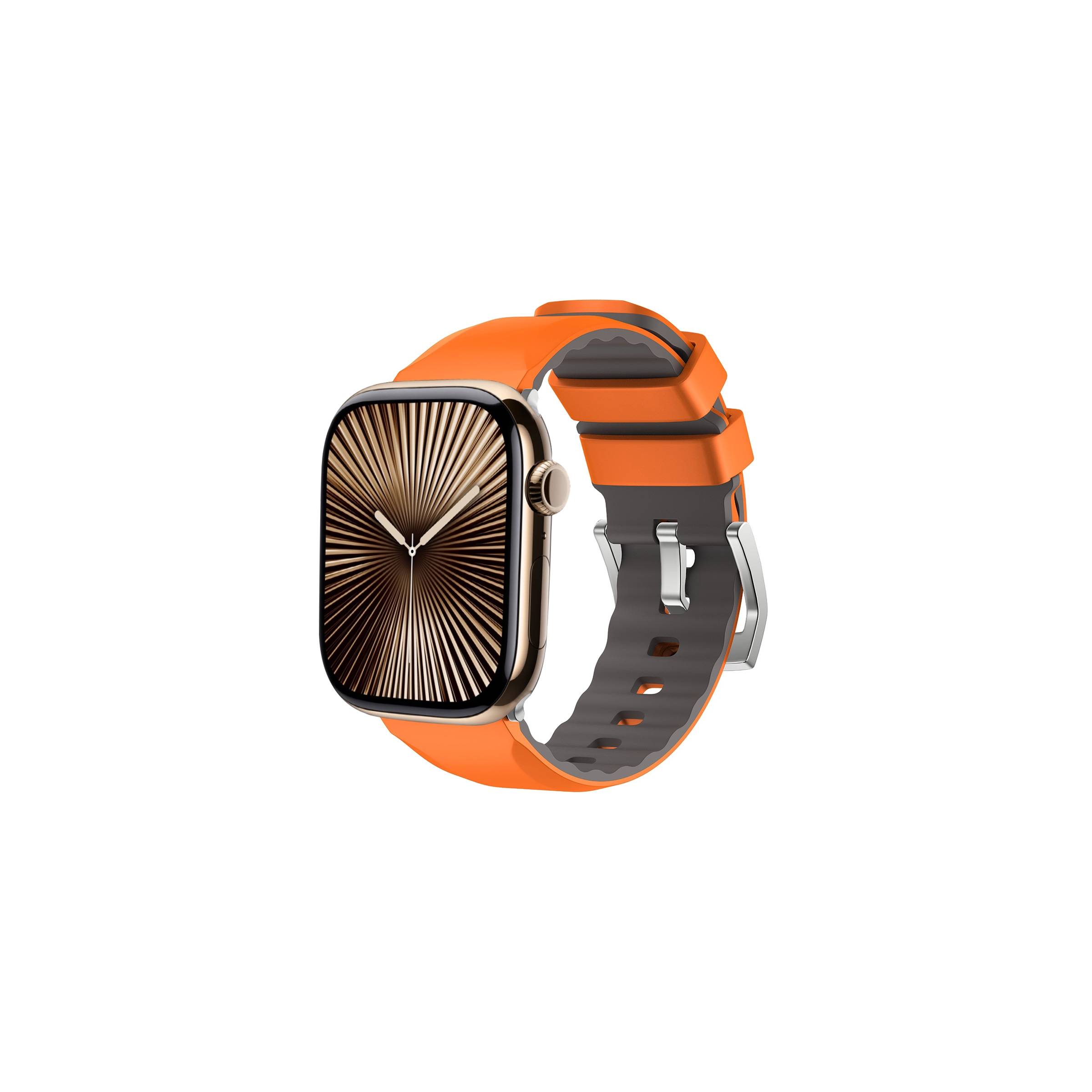 2-farget silikonrem til Apple Watch 38/40/41/42mm – Grå/Oransje