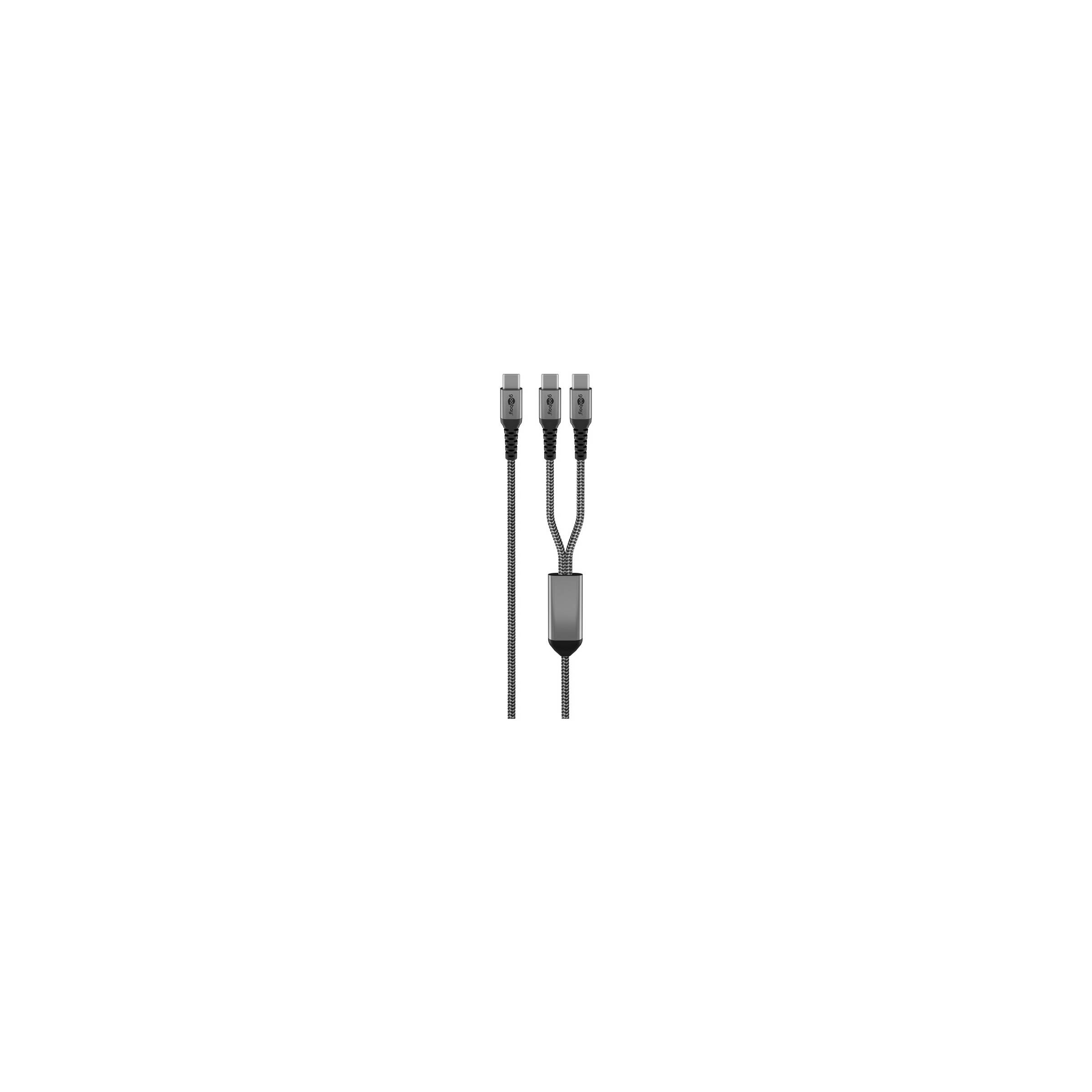Goobay 2-i-1 vevd USB-C Y-kabel med forsterkede kontakter – 60W – 1,5m