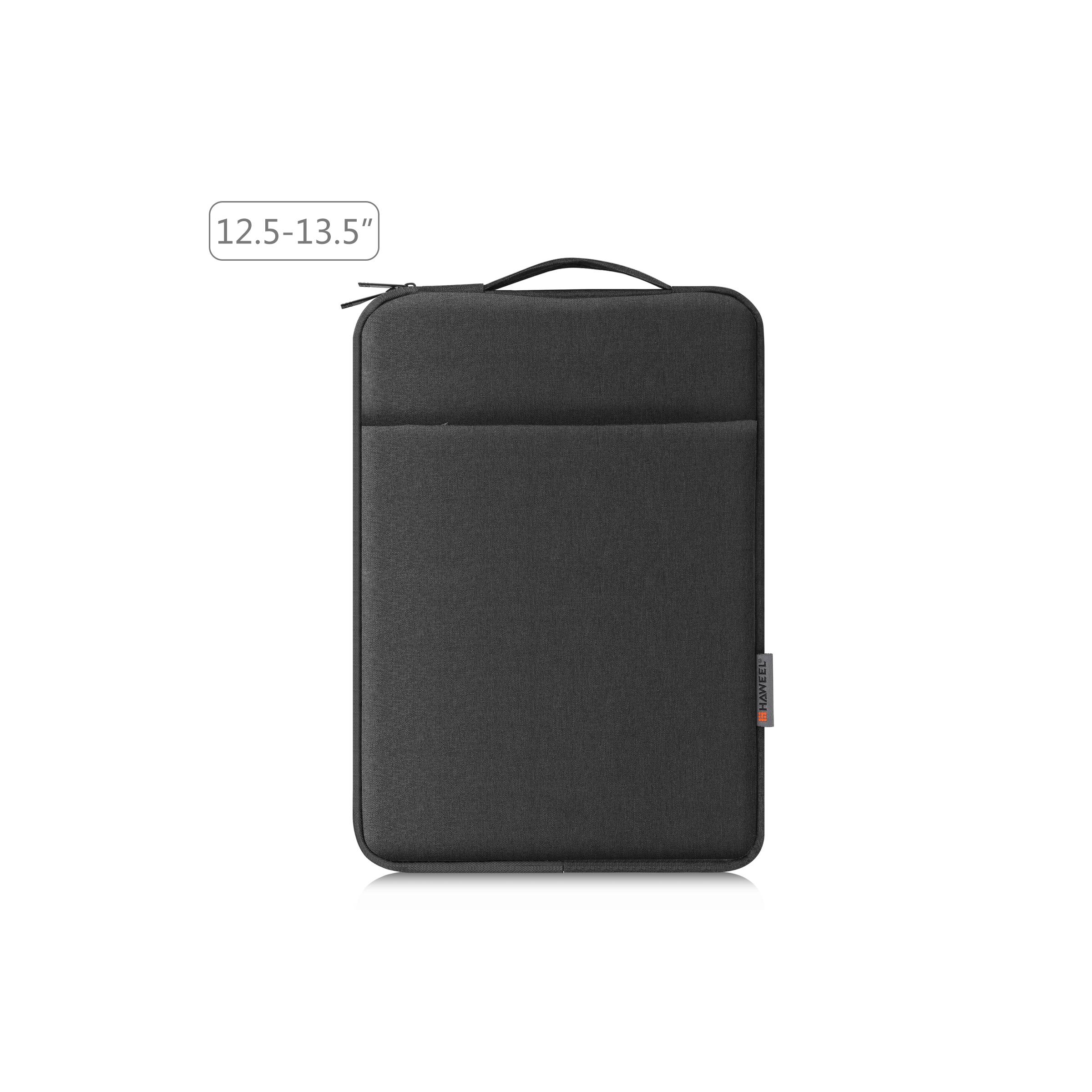 MacBook sleeve i Oxford lærred m plys foring og bærehank – 12,5-13,5″ – Sort