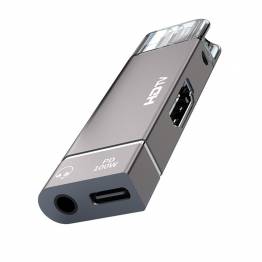USB-C til HDMI 4K-adapter med 100W PD USB-C og mini jack til Mac og iPhone