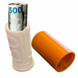  Puzzlebox sylinder labyrint til pengegaver og geocaching - 3D printet - Hvit/Brun