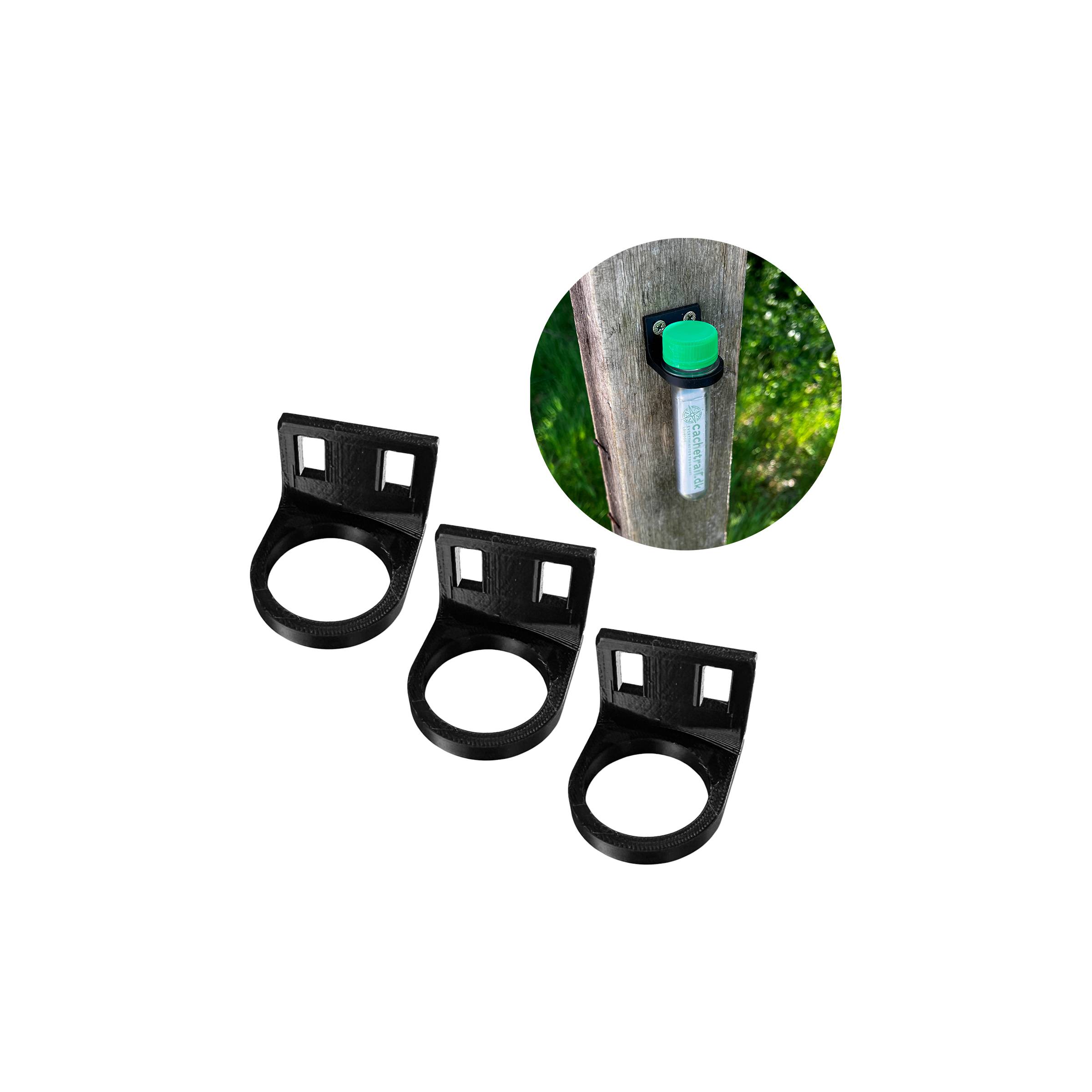 3x petlingholdere til montering med skruer eller strips – 3D printet – Sort