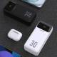 Dudao K15Max powerbank 30.000mAh med USB-C og Lightning kabel - 22,5W PD+QC - Sort