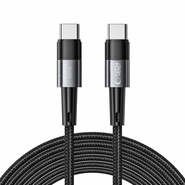 Tech-Protect UltraBoost Evo vevd USB-C kabel 100W PD ladekabel - Svart - 3m Tech-Protect UltraBoost Evo vevd USB-C kabel 100W PD ladekabel - Svart - 3m