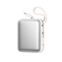 Joyroom mini powerbank med USB-C og Lightningkabel - 10.000mAh - 22.5W PD - Hvit