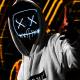 Halloween LED maske - 2-farvet - Orange/Lilla