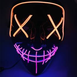 Halloween LED maske - 2-farvet - Orange/Lilla