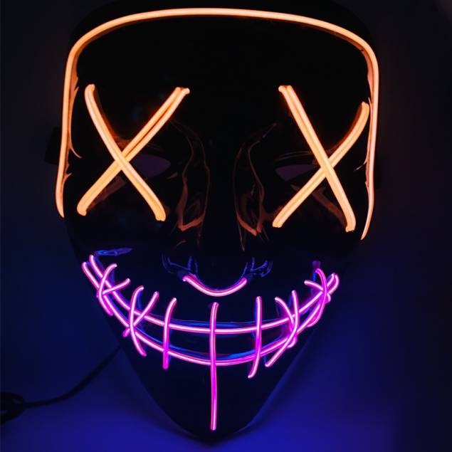 Halloween LED maske - 2-farvet - Orange/Lilla Halloween LED maske - 2-farvet - Orange/Lilla