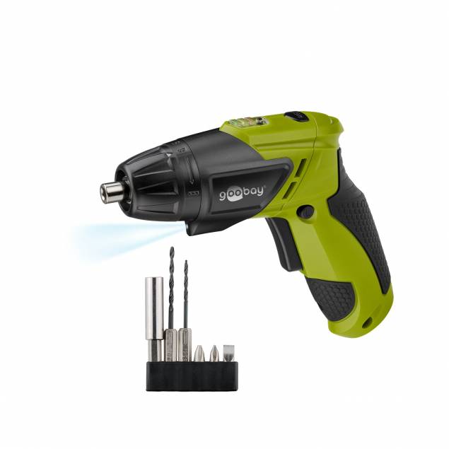 Goobay oppladbar skrue- og boremaskin med 3 bits og 2 bor Goobay oppladbar skrue- og boremaskin med 3 bits og 2 bor