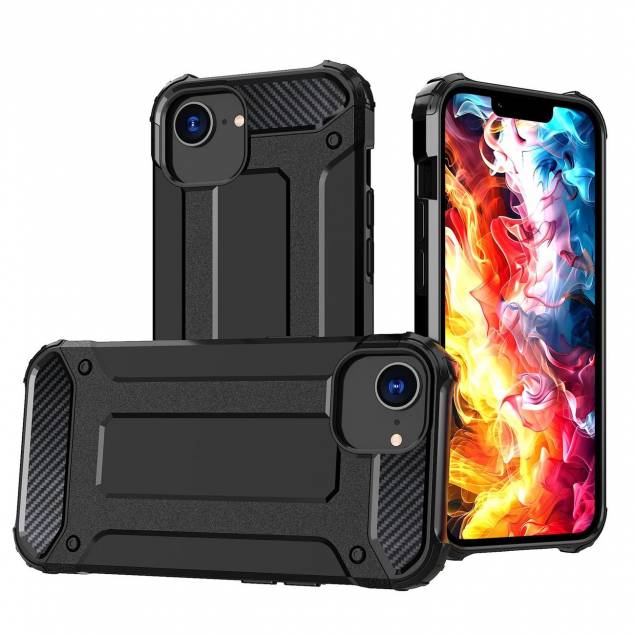 Ekstra beskyttende iPhone 16e Hybrid Armor deksel - Sort