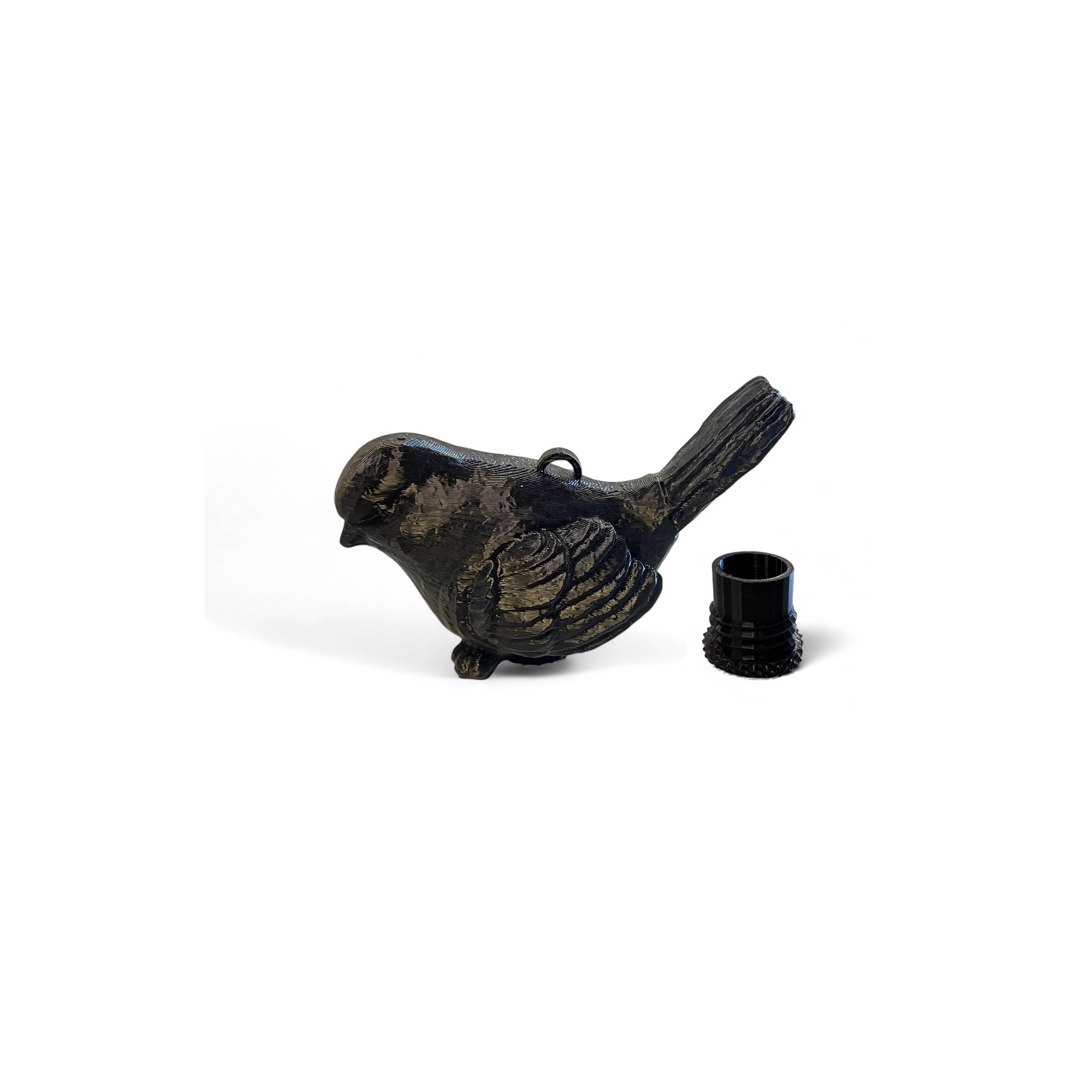 Fugl geocache beholder med rom til bison – 11cm – 3D printet – Sort