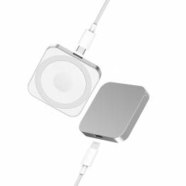Pocket-size 3-i-1 Qi trådløs lader - sølv