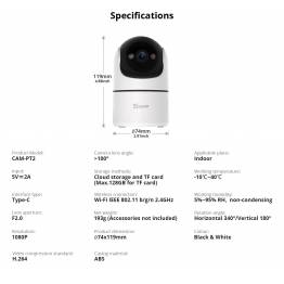  Sonoff CAM Slim 1080p overvåkingskamera inkl. lader - Hvit