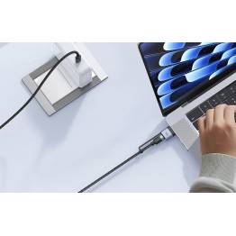  2-i-1 USB-C til USB-C og Magsafe 3 PD hurtig lading vevd kabel - 140W - 2m