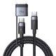 2-i-1 USB-C til USB-C og Magsafe 3 PD hurtig lading vevd kabel - 140W - 2m
