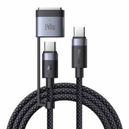 2-i-1 USB-C til USB-C og Magsafe 3 PD hurtig lading vevd kabel - 140W - 2m