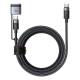 2-i-1 USB-C til USB-C og Magsafe 3 PD hurtig lading vevd kabel - 140W - 2m