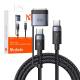 2-i-1 USB-C til USB-C og Magsafe 3 PD hurtig lading vevd kabel - 140W - 2m